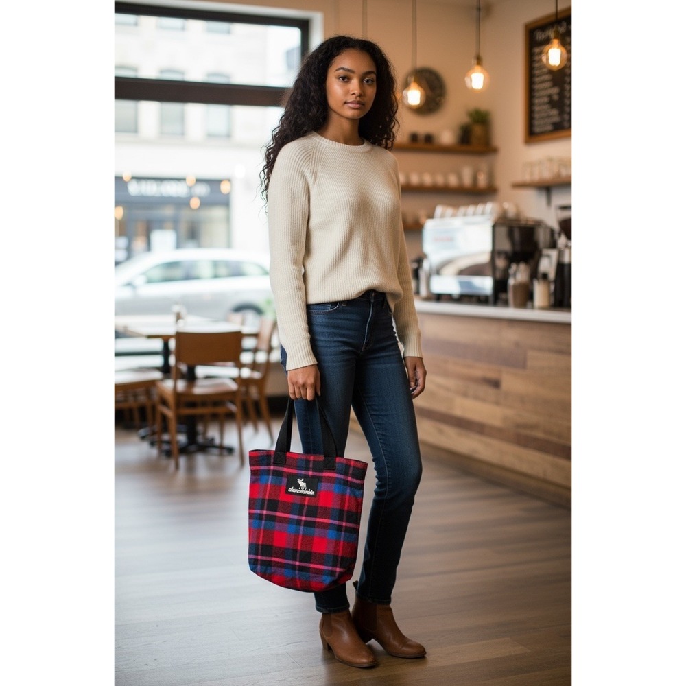 Abercrombie Fitch Vintage Plaid Flannel Wool Tote Bag Satchel/Top Handle
